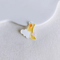 Detailed view of yellow crescent moon and white cloud enamel pendant charm for DIY jewelry - Yellow Moon Cloud Star Set (33#)