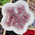 Perles carrées roses serties de strass pour bijoux DIY avec trous de passage traversants - Forme de cube / 14mm-15mm / Rose Blanc Ciel Étoilé