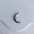 Pendentif visage de lune en argent avec deux anneaux pour création de bijoux DIY - Style Lune Visage Argenté (1#)