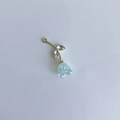 Light blue lily of the valley flower pendant with golden stem and sparkling rhinestones - Pale Blue Flower - Gold Stem (4#)