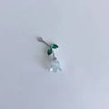 Ciondolo mughetto in resina iridescente con foglie di strass verdi e stelo in metallo argento - Fiore Iridescente Blu Chiaro - Stelo Argentato (5#)
