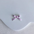 Detailed view of pink bow alloy pendant charm with silver edges for DIY jewelry making - Pink Silver Edge Bow Style (10#)