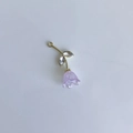 Ciondolo a forma di mughetto viola chiaro con foglia dorata e zircone per gioielli - Fiore Iridescente Viola Chiaro - Stelo Dorato (7#)