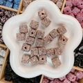 Perle cube en strass rose pour création de bijoux DIY sur assiette céramique - Forme de cube / 14mm-15mm / Brun Champagne Ciel Étoilé
