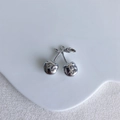 Detail of silver cherry pendant with a unique fluid melting texture for DIY jewelry - Silver Cherry Style (14#)