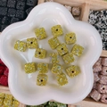 Perles carrées jaunes de 15mm en strass avec trous pour création de bijoux DIY - Forme de cube / 14mm-15mm / Jaune Ciel Étoilé