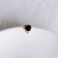 Detail showing vintage black faceted gemstone pendant with golden lava texture metal base - Gold Base Black Rhinestone (1#)