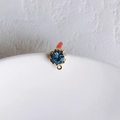 Macro detail of a blue crystal earring stud with a gold floral petal setting - Gold Base Blue Rhinestone (2#)