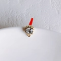 Close-up of gold-plated circular crystal stud finding with small connecting ring - Gold Base White Rhinestone (4#)