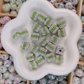 Perles cubes en strass vert et blanc pour la fabrication de bijoux DIY et artisanat - Cube / 14mm-15mm / Rayure Vert Blanc