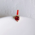 Detail of red faceted gemstone pendant with gold metal base and small hanging loop - Gold Base Red Rhinestone (5#)