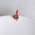 Macro shot of gold DIY floral earring component with pink round zircon and hanging loop - Gold Base Pink Rhinestone (6#)