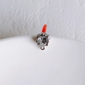 Macro shot of silver round rhinestone pendant with high-quality cubic zirconia detail - Silver Base White Rhinestone (10#)