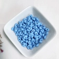 Flat oval sky blue painted alloy beads for DIY jewelry and necklace crafting - Sky Blue