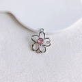 Détail du pendentif fleur coeur en alliage avec strass rose pour bijoux DIY - Fleur Creuse Argentée Strass Rose (6#)