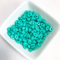Polished turquoise painted alloy spacer beads with double holes for DIY jewelry making - Bright Cyan