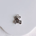 Detailed view of a silver polished bear pendant charm with loop for DIY jewelry making - Exquisite Bear Pendant (White K)