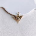 Pendentif épée crâne gothique doré avec ailes de papillon pour création de bijoux - Pendentif Épée Aile de Crâne Gothique Doré (13#)