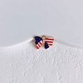 Detail of USA flag bow pendant in gold alloy with red white blue enamel for DIY jewelry - Flag Element Bow Shape (5#)