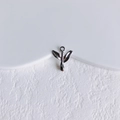 Polished silver leaf pendant with minimalist sprout design and top ring loop - Silver Sprout Style (4#)