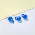 Detail of glossy macaron blue round alloy charms with integrated hanging loops - Bright Blue