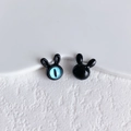Nahaufnahme süßer schwarzer Kaninchenperlen mit blauem Katzenaugenstein für DIY-Schmuck - 4# (Schwarz)