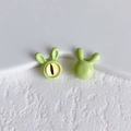 Macro shot of cute light green rabbit beads with glossy enamel finish for DIY jewelry - 9# (Light Green)