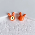 Close-up of cute orange rabbit beads with glossy finish and evil eye detail for DIY jewelry - 10# (Amber)