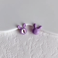 Detailed view of purple bunny alloy beads for DIY jewelry with hand-painted eyes - 17# (Bright Purple)