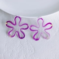 Detailed macro of two floral acrylic charms with purple gradient and colored speckles - Purple Gradient Spotted Flower (3)