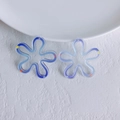 Close-up of acrylic flower charms with blue-purple gradient and colorful polka dots - Blue-Purple Gradient Polka Dot Flower (4)