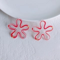 Close-up of floral acrylic beads with colorful wave patterns for DIY jewelry making - Red Wave Polka Dot Flower (5)