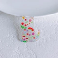 Detail of a cat-shaped acrylic pendant with colorful hand-drawn floral and rainbow patterns - Cute Graffiti Illustration Cat (11)
