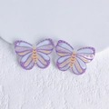 Macro shot of purple acrylic butterfly beads with yellow dots for DIY jewelry making - Purple Polka Dot Stripe Butterfly (12)