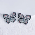 Macro view of patterned acrylic butterfly charms with pre-drilled holes for DIY jewelry - Black Line Color Spot Butterfly (13)