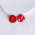 Macro view of red resin flower buttons with dual holes for DIY jewelry and necklaces - Red Button (16# Medium)