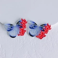 Detail of red and blue gradient acrylic butterfly charms with flame pattern and hanging holes - Blue-Purple Gradient Flame Butterfly (14)