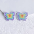 Close-up of DIY acrylic butterfly charms with vibrant rainbow printed gradient patterns - Rainbow Gradient Multicolor Butterfly (16)