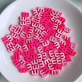 Macro shot of candy colored letter E beads for DIY jewelry and phone chain making - Rose Red Style (8)