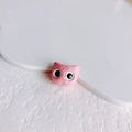 Detail der rosa katzenförmigen DIY-Perle mit 3D-Haarstruktur und süßen Augen für Schmuck - Rosa (11)