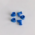 Detail shot of five mini blue macaron-style boot charms for DIY accessories and crafts - Blue (5)