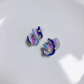 Blauwe en paarse spiraalvormige glazen kralen met gele stippen voor DIY-sieraden - Donkerblauw Lichtblauw Paars Spiraal (27# Acryl)