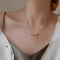 Elegant gold bamboo joint necklace for women made of durable non-fading titanium steel - Bamboo Joint Style (Gold)