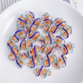 Translucente acryl kralen met oranje-blauwe spiraal regenboogstrepen voor DIY-sieraden - Transparant Blauw Oranje Spiraal (18# Acryl)