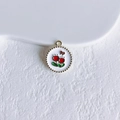 Gold plated alloy pendant with red tulip enamel pattern for DIY necklace jewelry - Wavy Edge Red Flower Pendant (38#)