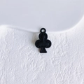 Matte black club shape flower pendant with embossed dots and metal ring for DIY jewelry - Black Club Pendant (39#)