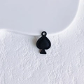 Matte black spade-shaped alloy pendant with embossed dots for DIY jewelry making - Black Spade Pendant (40#)