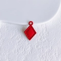 Matte red rhombus flower pendant charm with embossed dot edges for DIY necklace jewelry - Red Diamond Pendant (42#)