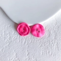 Pair of bright pink floral alloy button pendants for DIY handmade jewelry crafts - Bright Pink Button (22# Medium)
