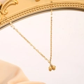 Elegant gold titanium steel necklace featuring double beads and petal-shaped metal chain - Double Ball Necklace (81143) / Gold